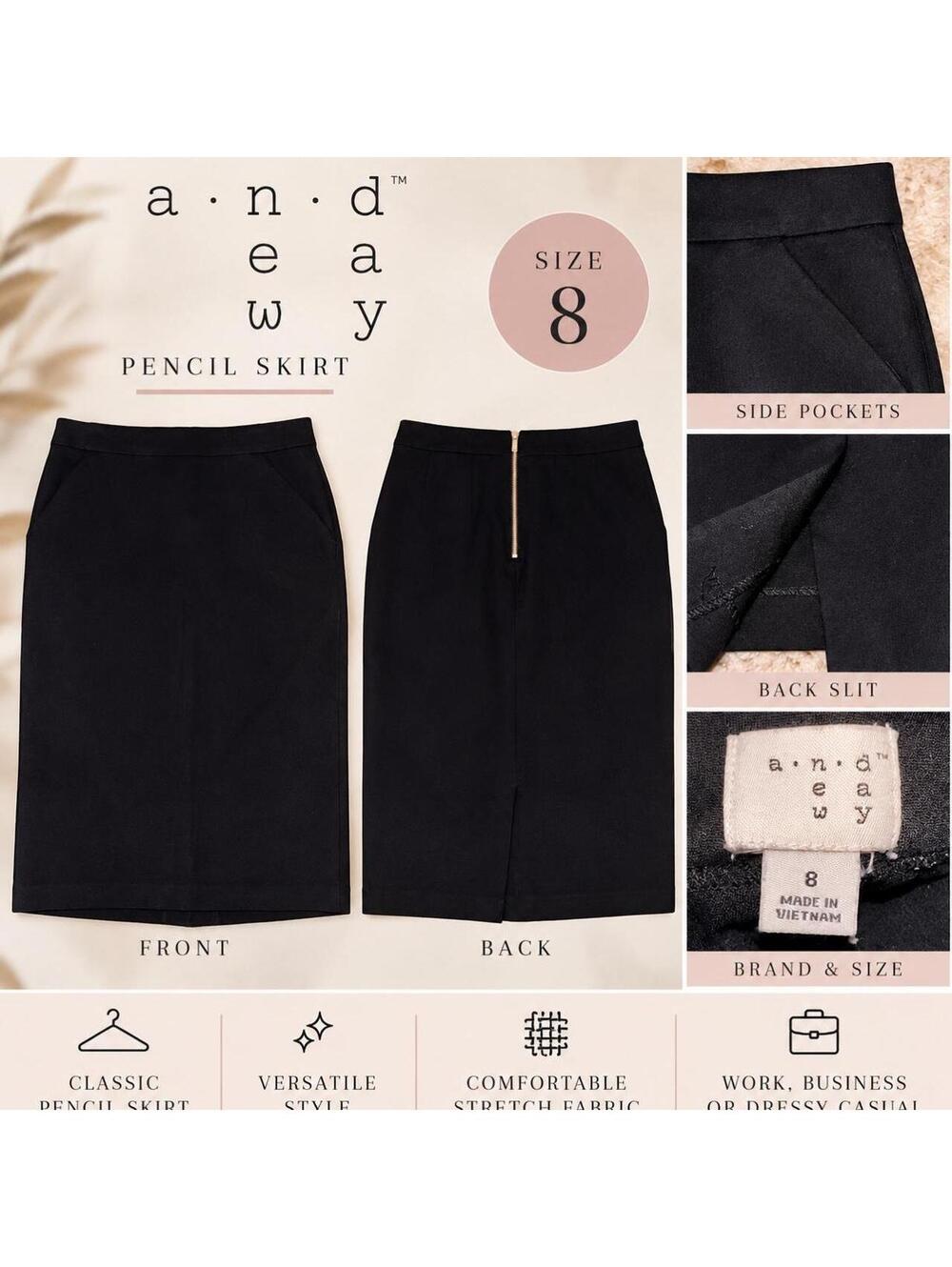 Black & New Day Pencil Skirt – Size 8